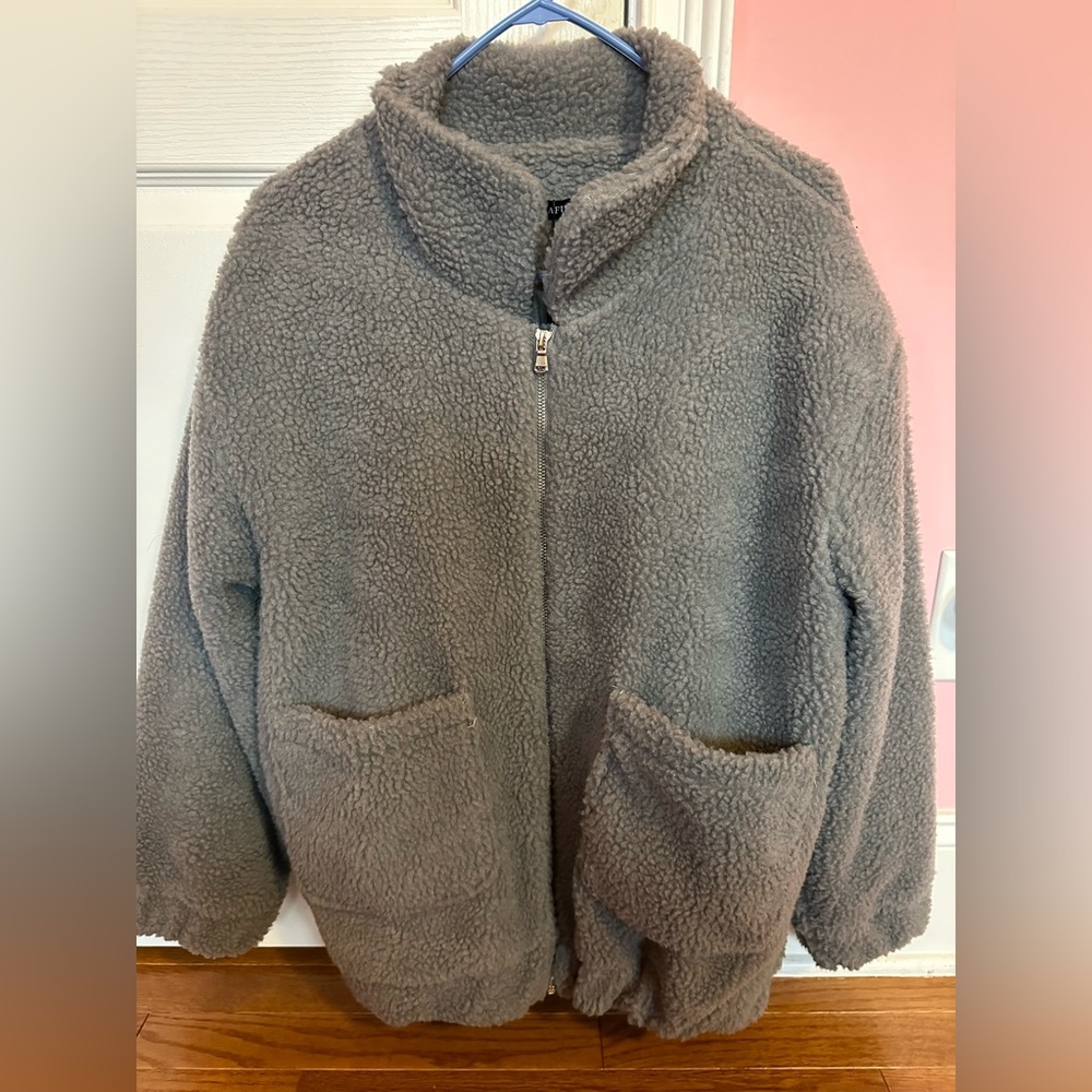Grey teddy coat